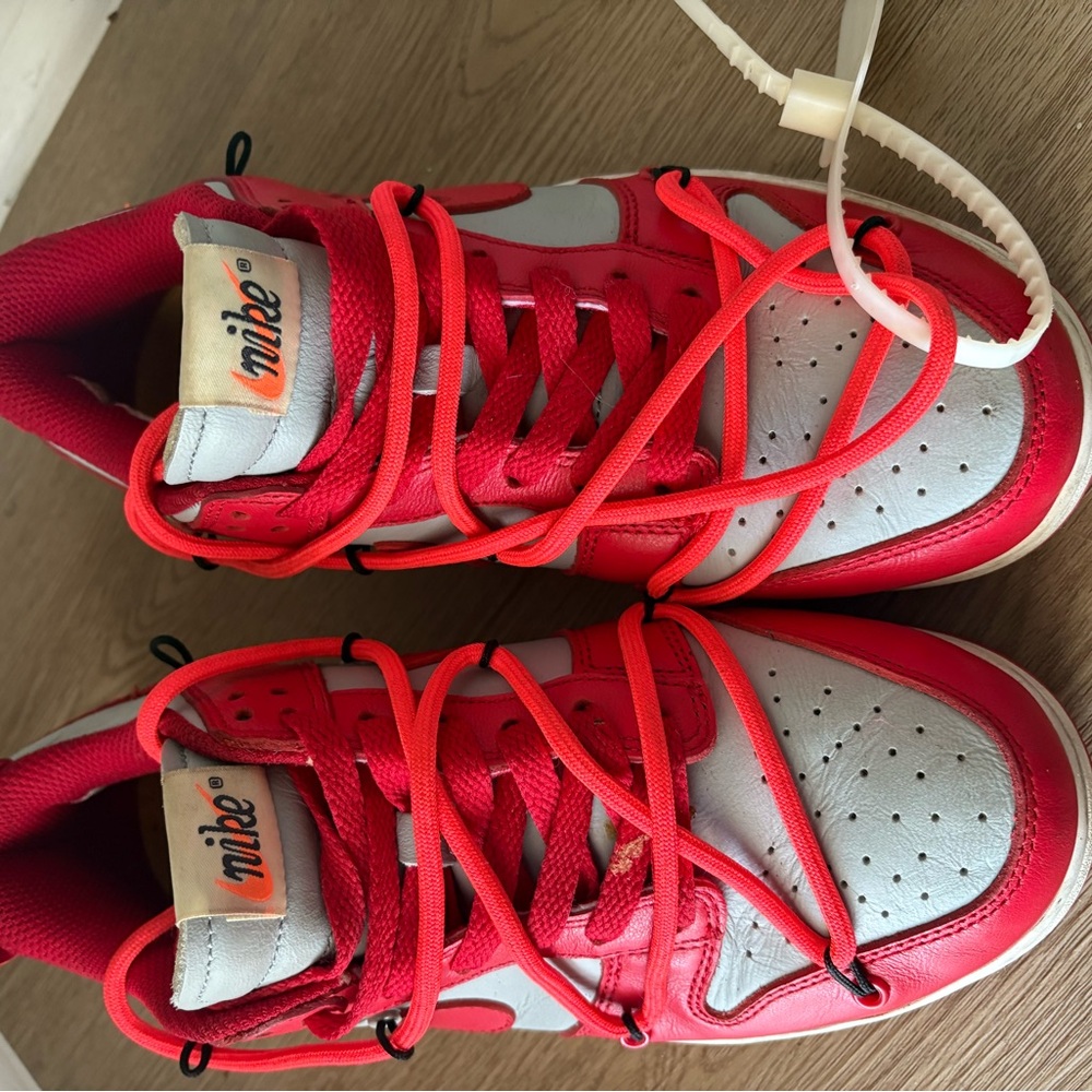 Off-White Red and White Women's Nike Dunk Lows - Picture 4 of 4